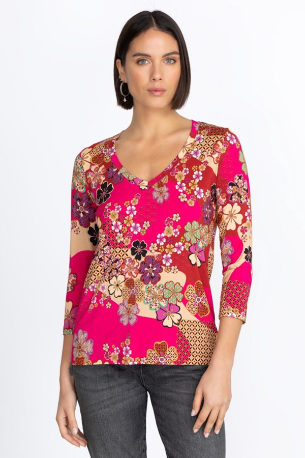 Johnny-Was-Yama-Favorite-3-4-Sleeve-V-Neck-Swing-TE-t10622-e-mti-1