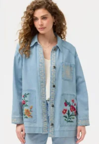 Johnny Was Oversized Denim Trucker Jacket-Sunnie-3