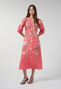 Loobies-Story-LS3349 Mirissa Shirt Dress Coral Multi-fr