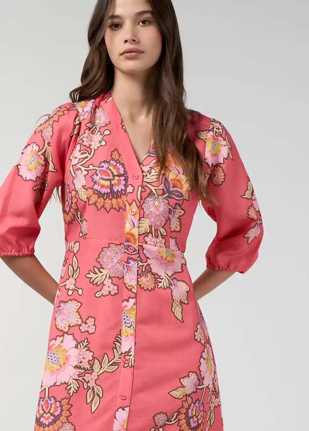 Loobies-Story-LS3349 Mirissa Shirt Dress Coral Multi-C