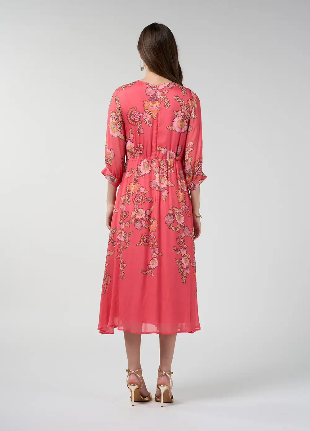 Loobies-Story-LS3350 Mirissa Midi Dress Coral Multi-bk