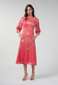 Loobies-Story-LS3350 Mirissa Midi Dress Coral Multi-fr