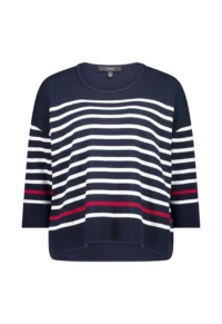 Verge-GINA SWEATER-INK WHITE RED