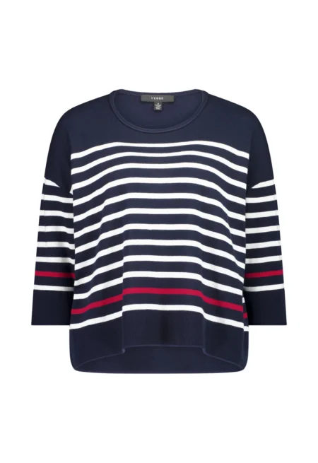 Verge-GINA SWEATER-INK WHITE RED